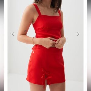 Red Set Tank Top and Bow Skirt Set small